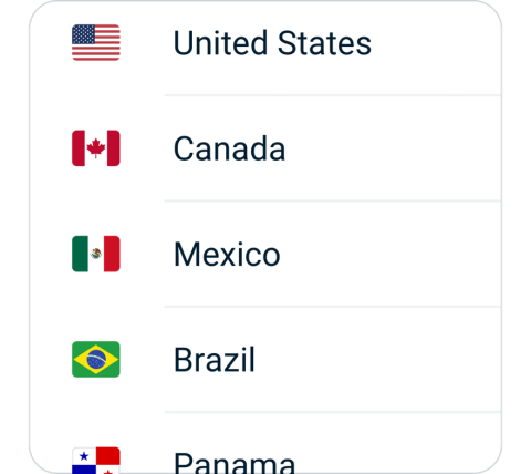 SkyBlue connect step 2, choose VPN server location